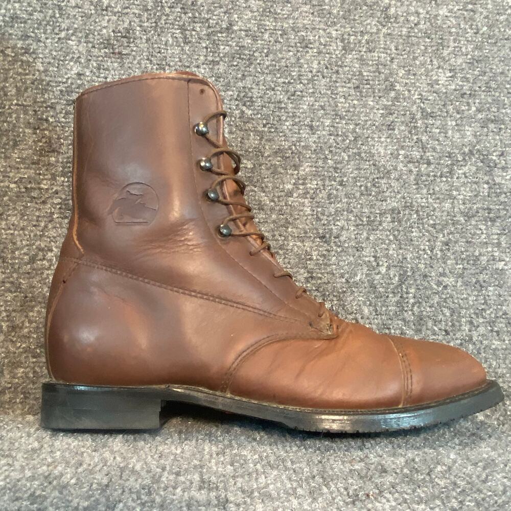 Vintage Grand Prix Brown Leather Lace Up Riding Paddock Boots Mens 7.5 USA 6998
